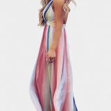 Gretchen Vestido Maxi Rayas Multicolor Escote V Exclusivo