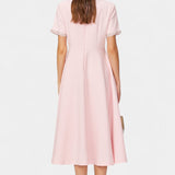 Linda Vestido Midi Acampanado Lazo Cristal Exclusivo