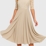 Abby Vestido Midi Bordado Chiffon Ilusorio Exclusivo