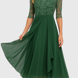 Abby Vestido Midi Bordado Chiffon Ilusorio Exclusivo