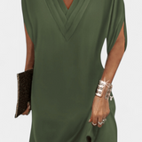 Lesley Vestido Shift Seda Elegante Escote En V Exclusivo