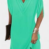 Lesley Vestido Shift Seda Elegante Escote En V Exclusivo
