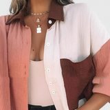 Juniper Blusa De Botones En Bloque De Color Exclusiva