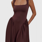 Verona Vestido Midi Escote Cuadrado Colección Luxe