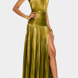 Emma Vestido Halter Metálico Exclusivo Espalda Abierta