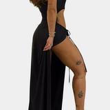 Teuta Vestido Sin Tirantes Lazo Abertura Exclusiva
