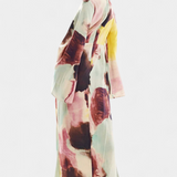 Dana Vestido Maxi Estampado Acuarela Frontal Torcido Edición