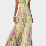 Calanthe Vestido de Chifón Plisado Floral Exclusivo