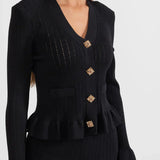 Prudence Conjunto Punto Refinado Cárdigan Falda Midi