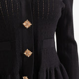 Prudence Conjunto Punto Refinado Cárdigan Falda Midi