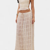 Eugenie Conjunto Top Plisado Falda Cintura Alta Colección