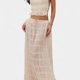Eugenie Conjunto Top Plisado Falda Cintura Alta Colección