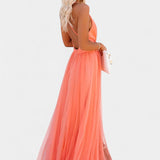 Gergana Vestido Maxi de Tul Sin Mangas Exclusivo Elegante