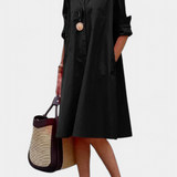 Larissa Vestido Algodón Seda Fría de Solapa Exclusivo
