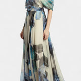 Sanaa Vestido Exclusivo Asimétrico Hombro Colección Floral