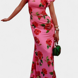 Mayra Vestido Qipao Estampado Rosas Colección Exclusiva
