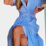 Maya Exclusiva Vestido Camisero Largo Algodón Cinturón