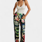 Arce Pantalón Recto Cintura Alta Floral Colección Exclusiva