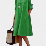 Larissa Vestido Algodón Seda Fría de Solapa Exclusivo