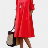 Larissa Vestido Algodón Seda Fría de Solapa Exclusivo