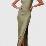 Josefa Vestido Un Hombro Pliegues Alta Costura Exclusivo