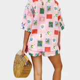 Mariluz Conjunto De Camisa Y Shorts Rosa Colección Limitada