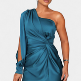 Charlotte Vestido Asimétrico Drapado Seda Exclusivo