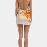 Serene Vestido Mini Floral Secuoya Crepé Ombré Exclusiva