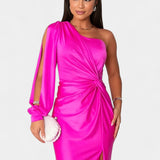 Charlotte Vestido Asimétrico Drapado Seda Exclusivo