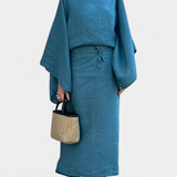Kamilia Vestido Kimono Lino Y Algodón Cinturón Exclusivo