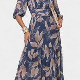 Aísha Vestido Largo Colección Floral Motivo Hojas Exclusivo