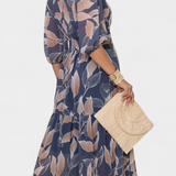 Aísha Vestido Largo Colección Floral Motivo Hojas Exclusivo