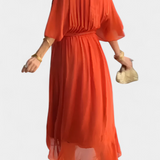 Luisa Vestido Largo Escote V Corte Flowy Colección Privada