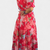Lina Vestido Floral Con Escote En V De Colección Exclusiva
