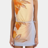 Serene Vestido Mini Floral Secuoya Crepé Ombré Exclusiva