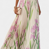 Calanthe Vestido de Chifón Plisado Floral Exclusivo