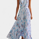 Juliene Vestido Floral Sin Mangas Cinturón Plisado Exclusivo