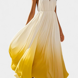 Starla Vestido Maxi Halter Plisado Perlas Colección