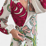 Fana Vestido Cruzado Floral Con Lazo Cintura Exclusivo