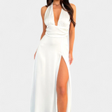 Latisha Vestido Halter Con Gran Abertura Colección Lujo