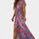 Ximena Vestido Cruzado Largo Estampado Floral Exclusivo