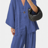 Eli Conjunto Oversize Top V Cuello Pantalón Luxe Exclusiva