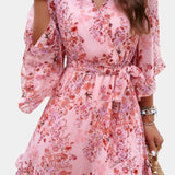 Besa Vestido Mini Floral Impreso Silueta Fluida Exclusivo