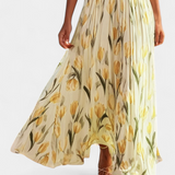 Juliene Vestido Floral Sin Mangas Cinturón Plisado Exclusivo