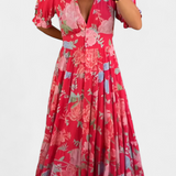 Lina Vestido Floral Con Escote En V De Colección Exclusiva