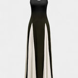 Catalina Vestido Maxi Bicolor De Tirantes Finos Exclusiva