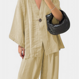 Eli Conjunto Oversize Top V Cuello Pantalón Luxe Exclusiva