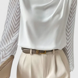 Zaraa Blusa Elegante Manga Transparente Seda Privilegio
