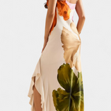 Almudena Vestido Patchwork Exquisito Cuello Asimétrico