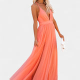 Gergana Vestido Maxi de Tul Sin Mangas Exclusivo Elegante